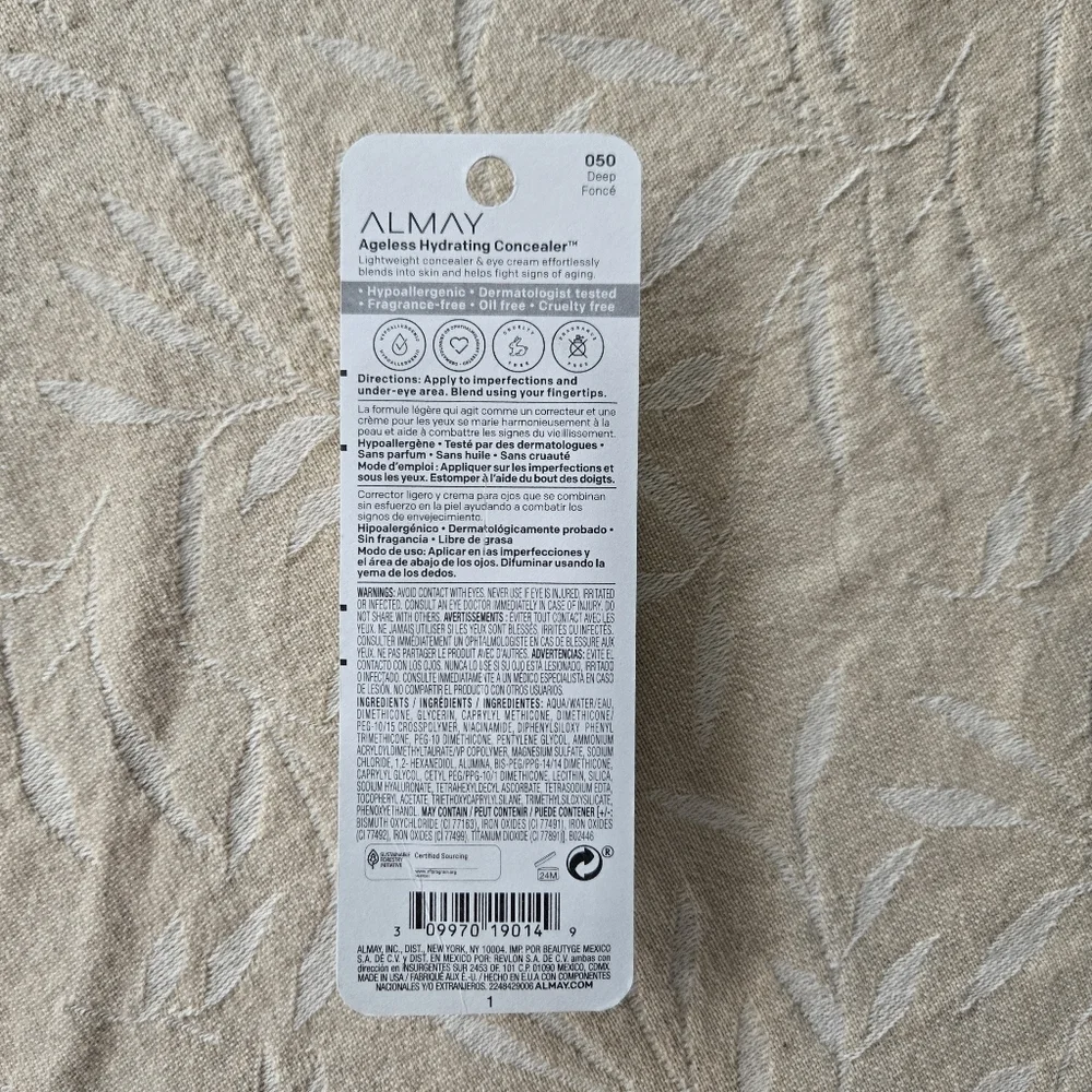 Almay Ageless Hydrating Liquid Concealer Hyaluronic Acid 050 Deep